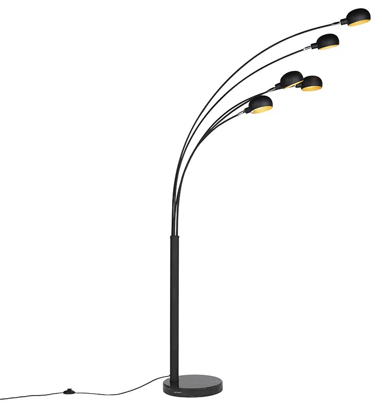 Lampada da terra di design nera 5 luci - Sixties Marmo