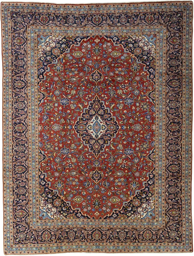 Kashan Tappeto 340 x 260 Rosso (Iran) Annodato A Mano