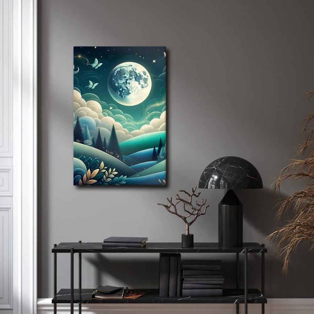 Quadro su tela – Natura fiabesca con luna piena