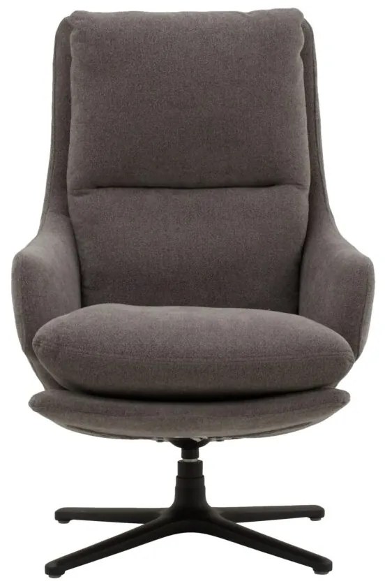 Poltrona girevole NEW ARLEY in tessuto grigio e base in metallo nero