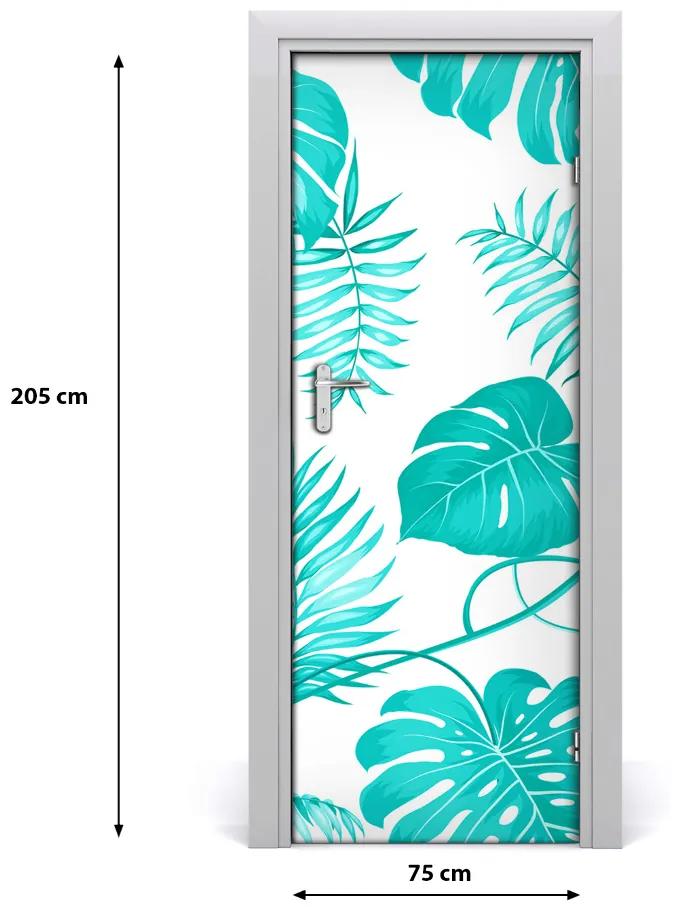 Adesivo per porta interna Foglie tropicali 75x205 cm