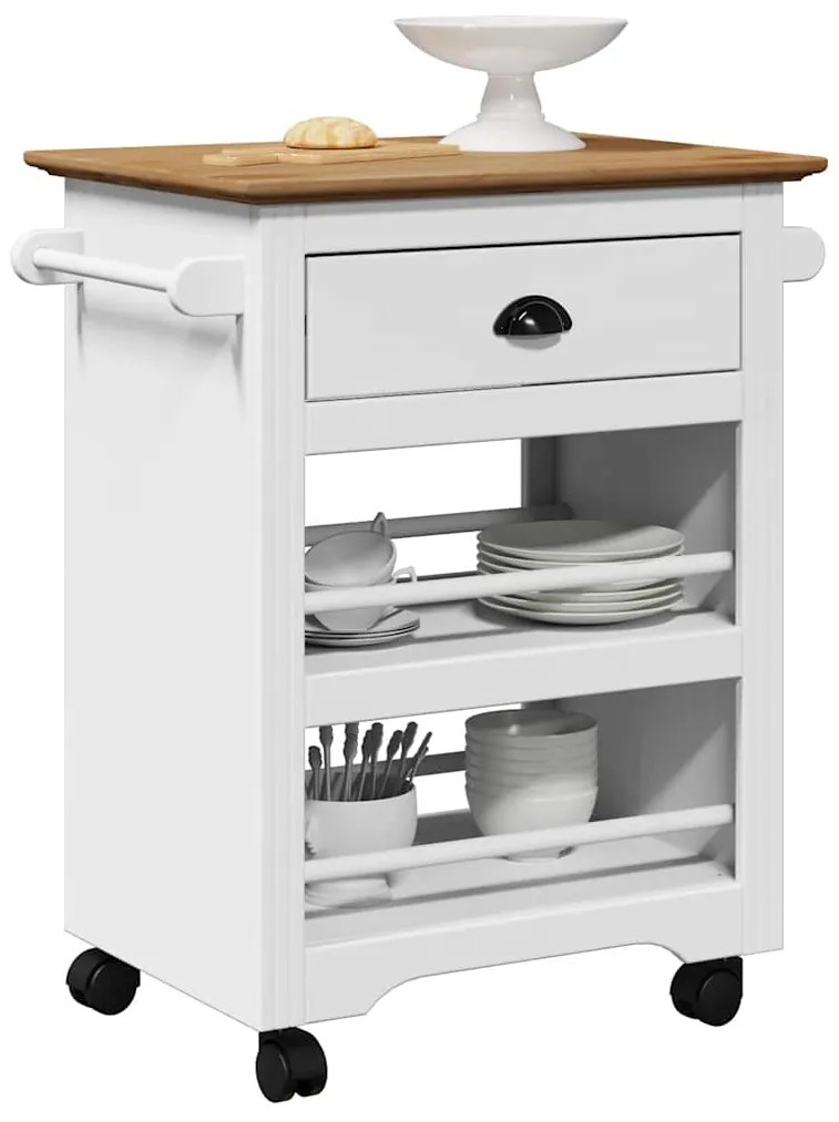 Carrello Da Cucina Bodo Bianco E Marrone 67,5x45x80 Cm /