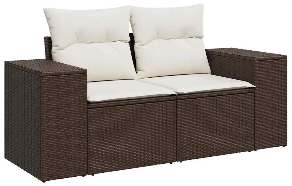 Set divani da giardino 7 pz con cuscini marrone in polyrattan