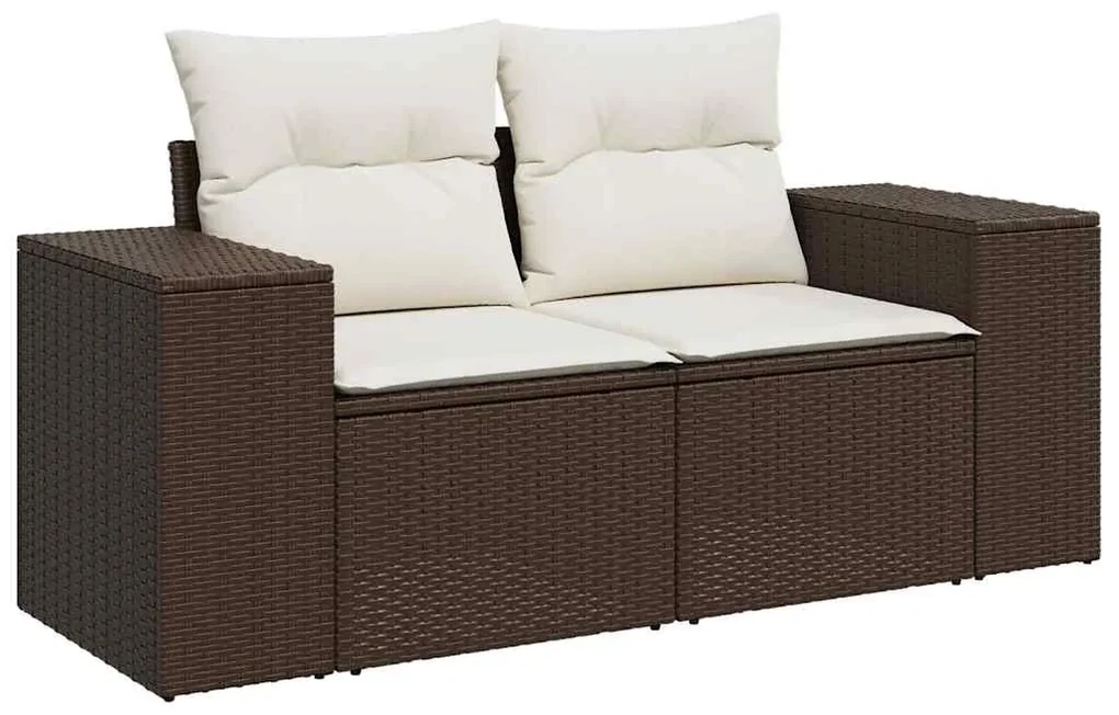 Set divani da giardino 7 pz con cuscini marrone in polyrattan