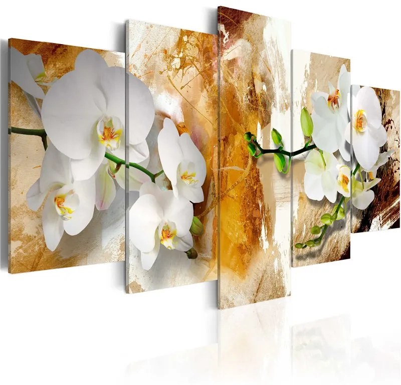 Quadro Vernice marrone e orchidea  Colore Marrone, Dimensioni e Misure 100x50