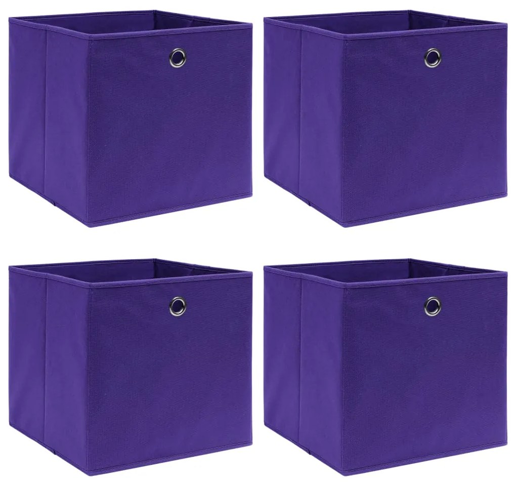 Scatole Portaoggetti 4pz Viola 32x32x32 Cm Tessuto /