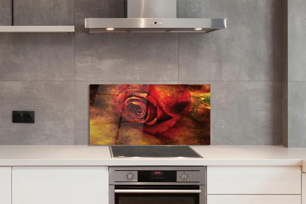 Pannello paraschizzi cucina foto di rosa 100x50 cm