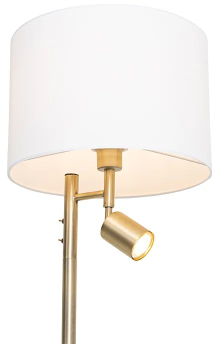 Lampada da terra bronzo con paralume bianco e luce da lettura - Jelena