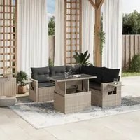 Set Divano da Giardino 6pz con Cuscini Grigio Chiaro Polyrattan 3267902