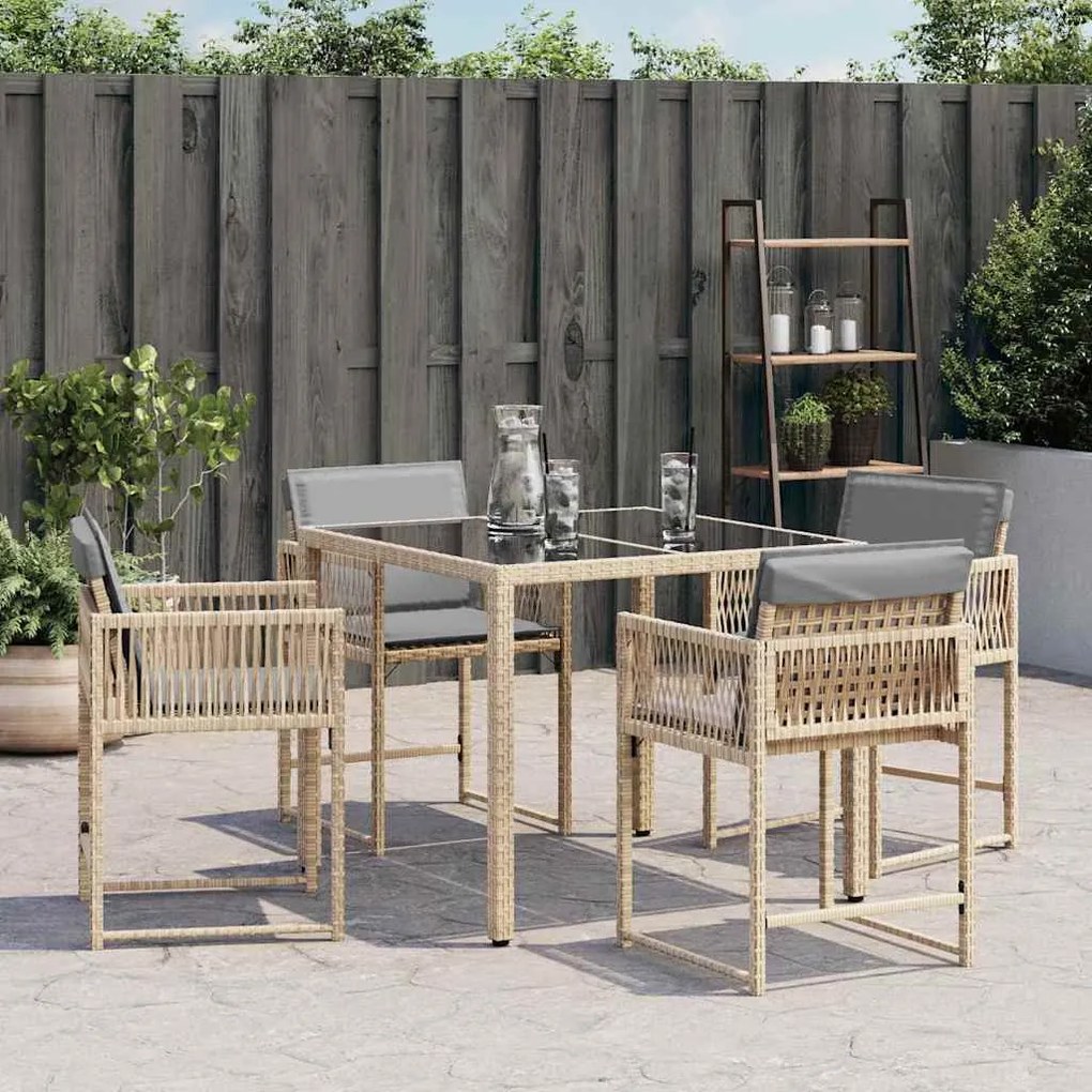 Sedie da giardino con cuscini 4 pz beige misto in polyrattan