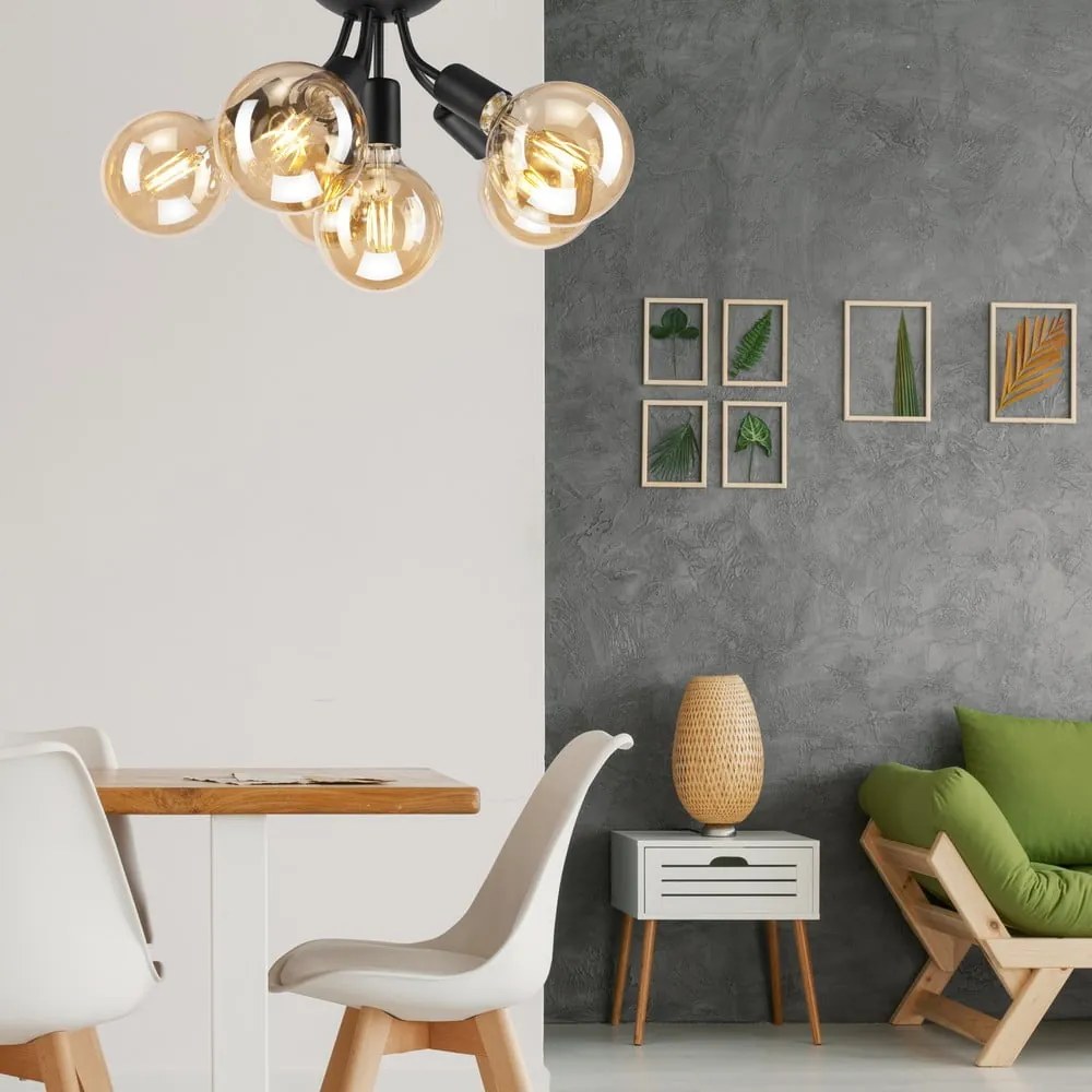 Plafoniera senza paralume nera Viggo – LAMKUR