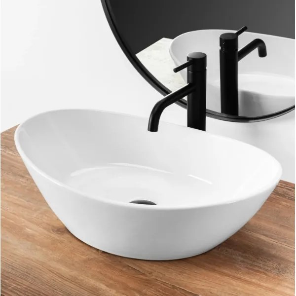 REA-U6801 - Lavabo da appoggio KATE 33,5x55,5 cm ceramica/bianco lucido
