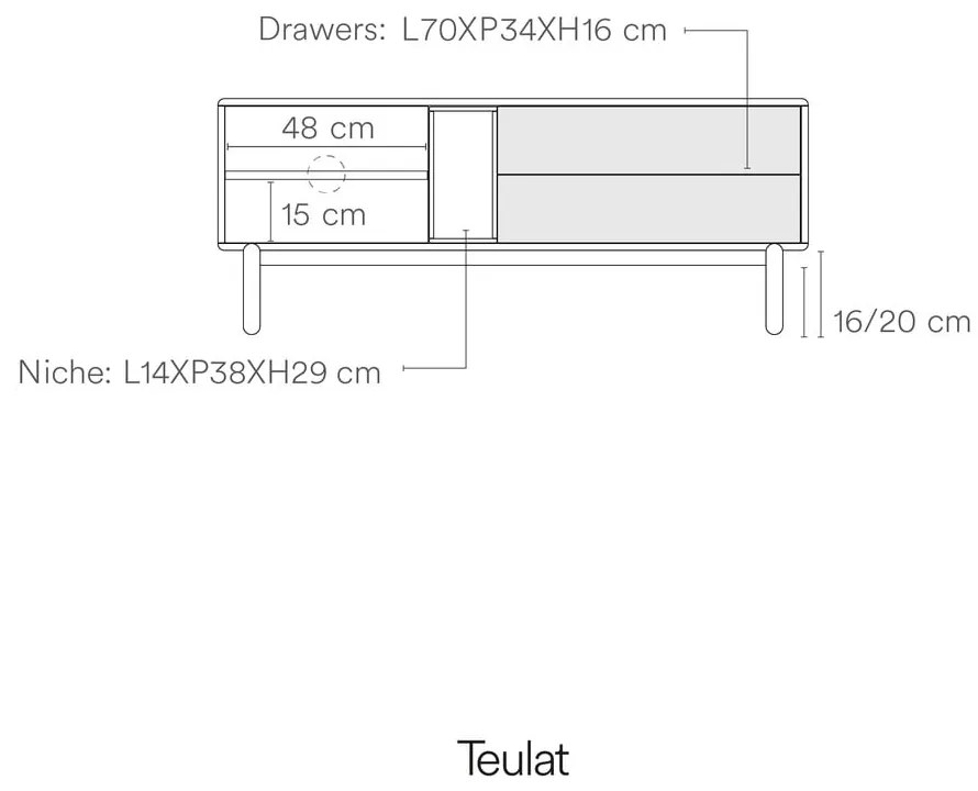 Mobile TV color crema 140x56x40 cm Corvo – Teulat