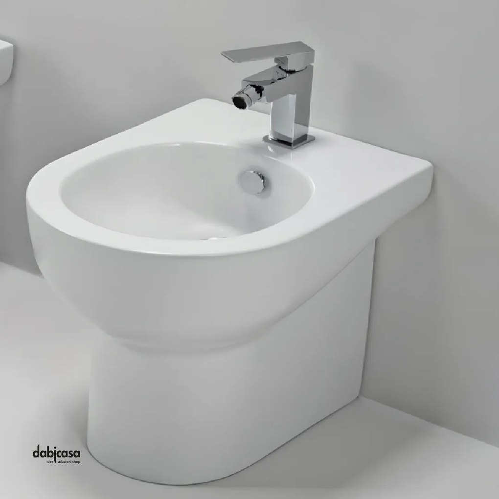 Azzurra Ceramica "Mini Nuvola" Bidet Da Terra Monoforo In Ceramica Bianco Lucido