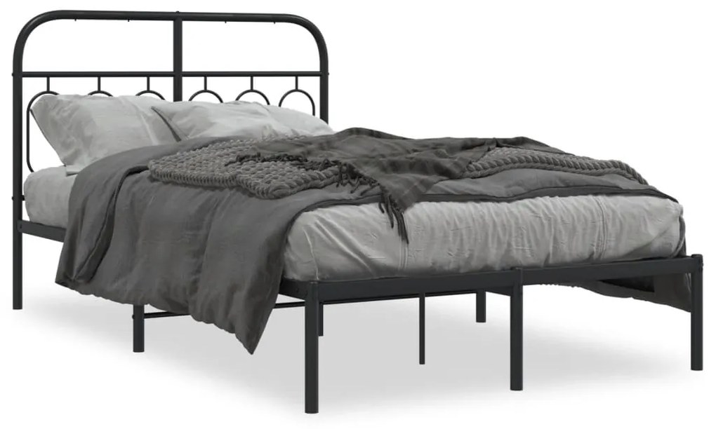 Giroletto Con Testiera İn Metallo Nero 120x190 Cm /