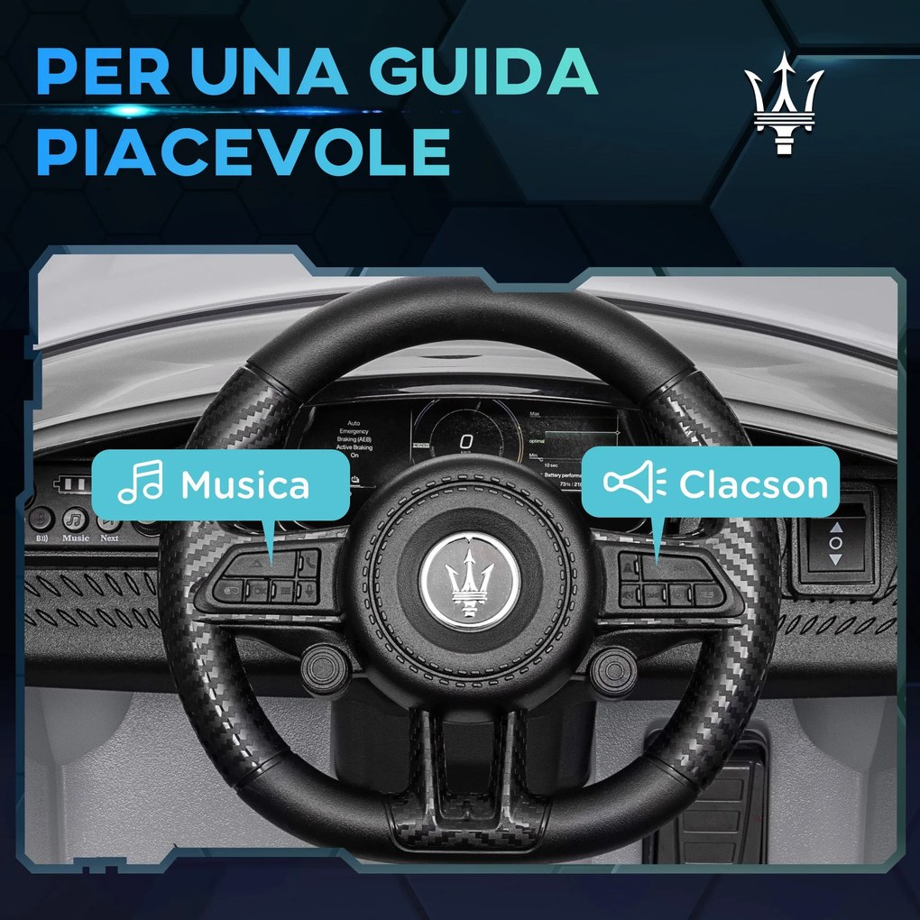 Macchina Elettrica per Bambini con Licenza Maserati Gran Turismo Folgore 12V Grigio...