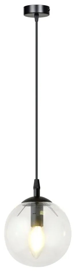 Lampadario a sospensione con filo COSMO 1xE14/10W/230V diametro 14 cm nero/limpido