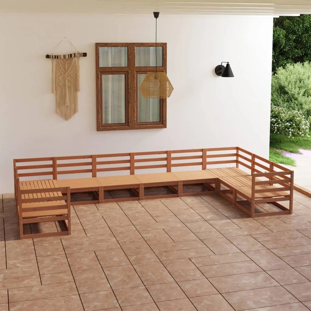 Set divani da giardino 10 pz in legno massello di pino