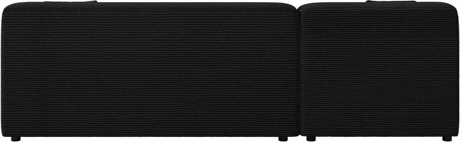 Divano angolare nero (con penisola a sinistra e chaise lounge) rivestito in velluto a coste Martin – Ropez