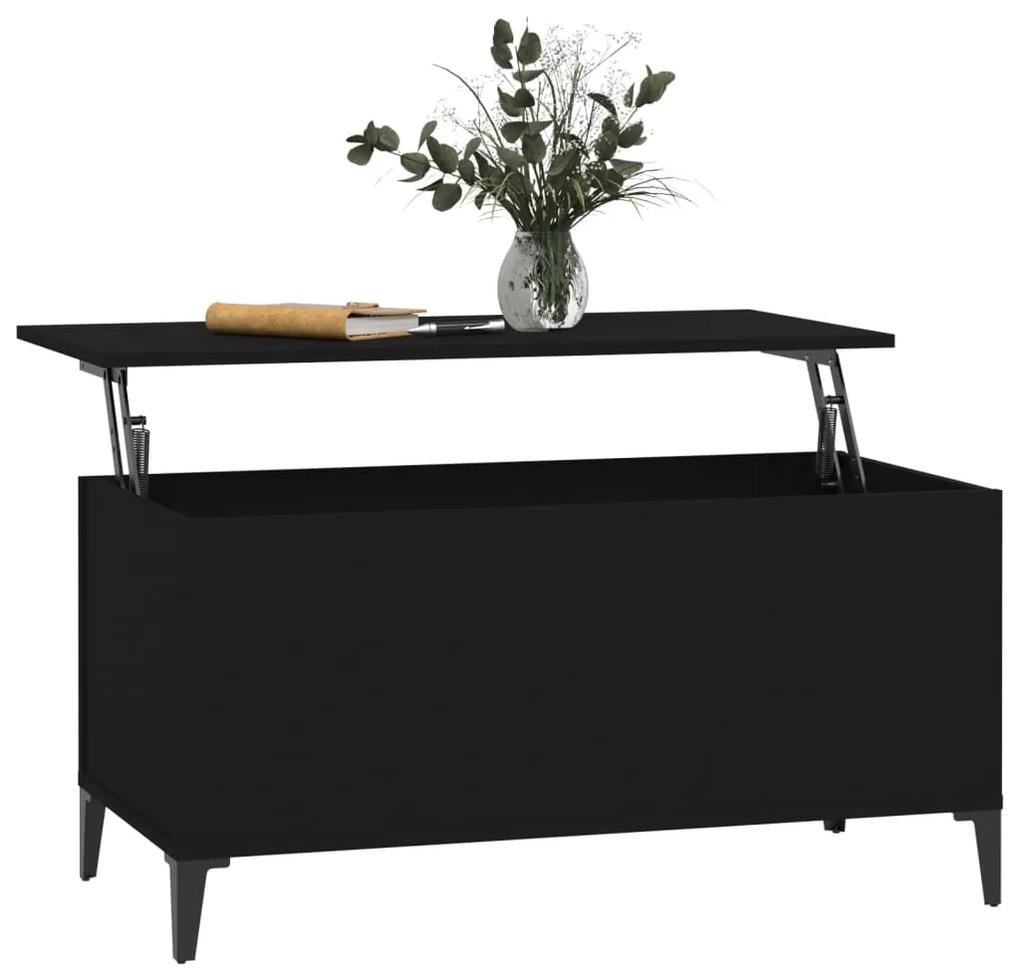 Tavolino da salotto nero 90x44,5x45 cm in legno multistrato
