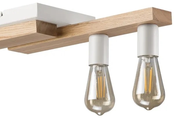 Lampadario a sospensione con filo CORTINA 4xE27/15W/230V bianco/quercia