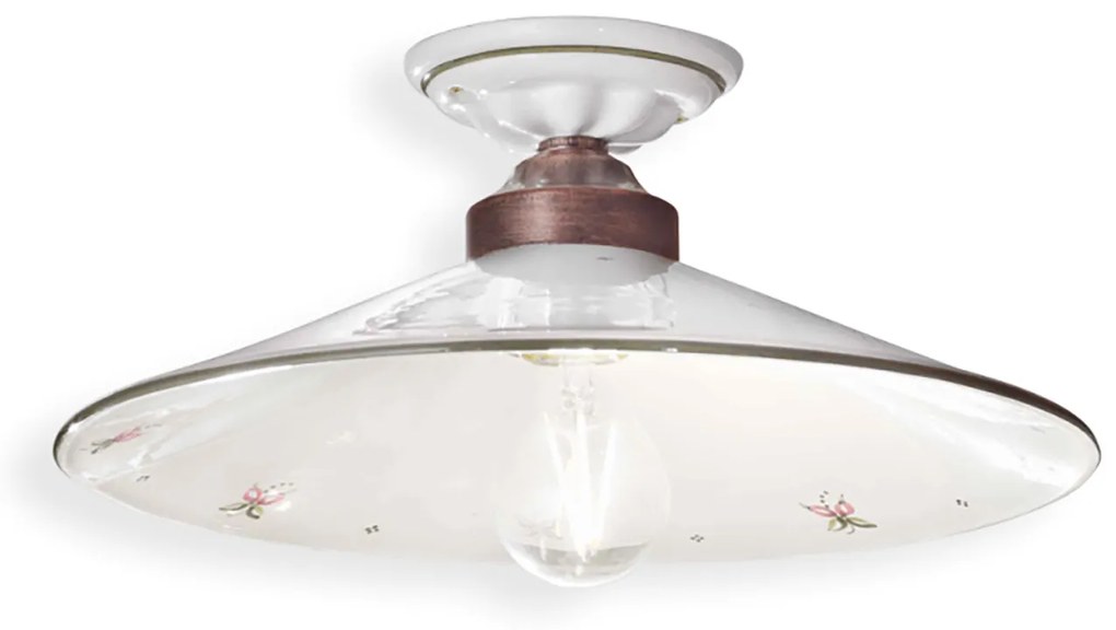 Plafoniera Classica Asti Ferro E Ceramica Nero Sfumato Rame Decorato 1 Luce E27