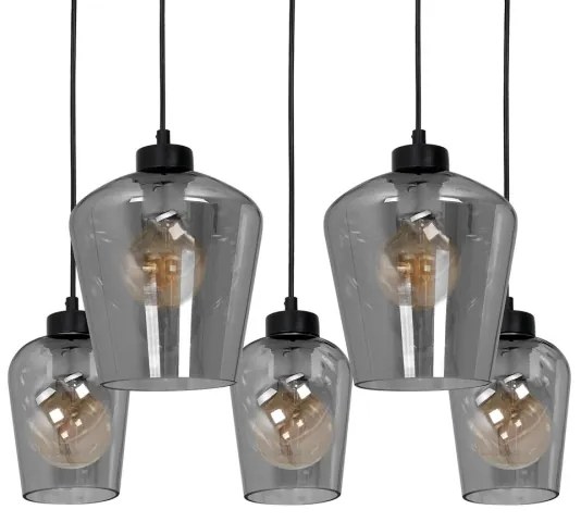 Lampadario su fune SANTIAGO 5xE27/60W/230V nero