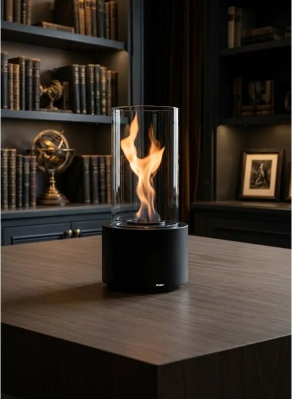 Caminetto a bioetanolo da tavolo 1KW in acciaio nero RUBY mod. Australe