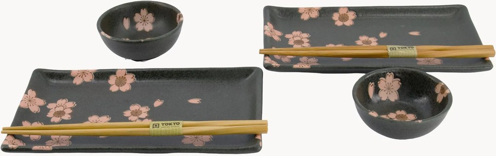 Servizio da tavola per sushi in porcellana Sakura, 2 persone, set da 6