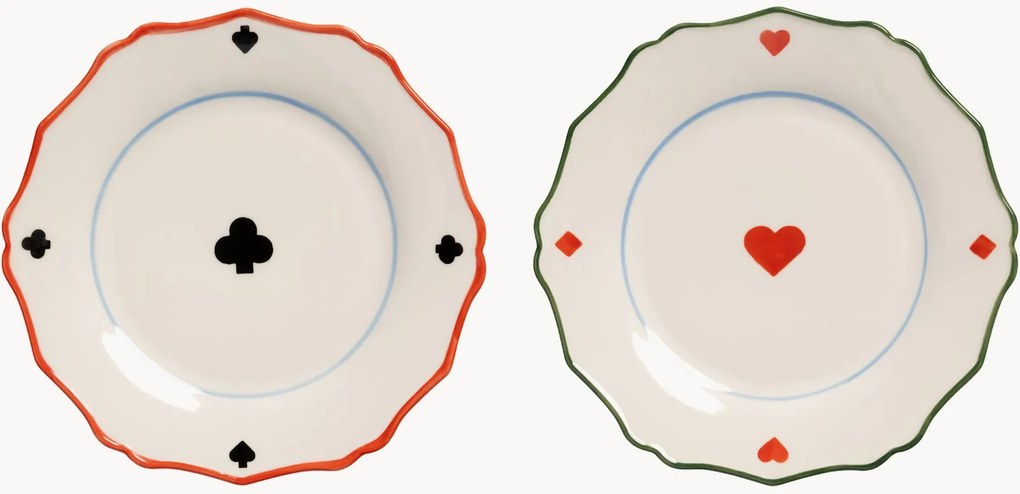 Set di 2 piatti da colazione dipinti a mano Deck
