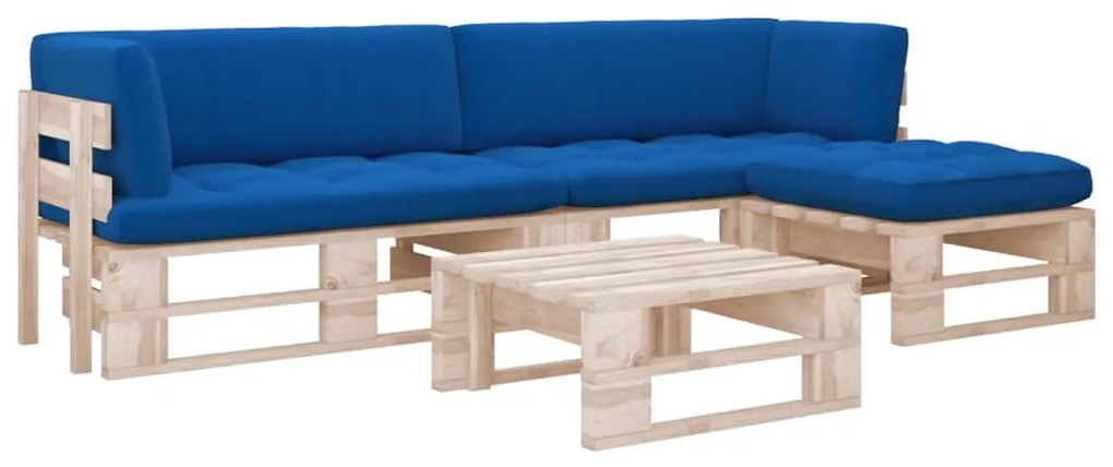Set divani in pallet con cuscini 4 pz in pino impregnato