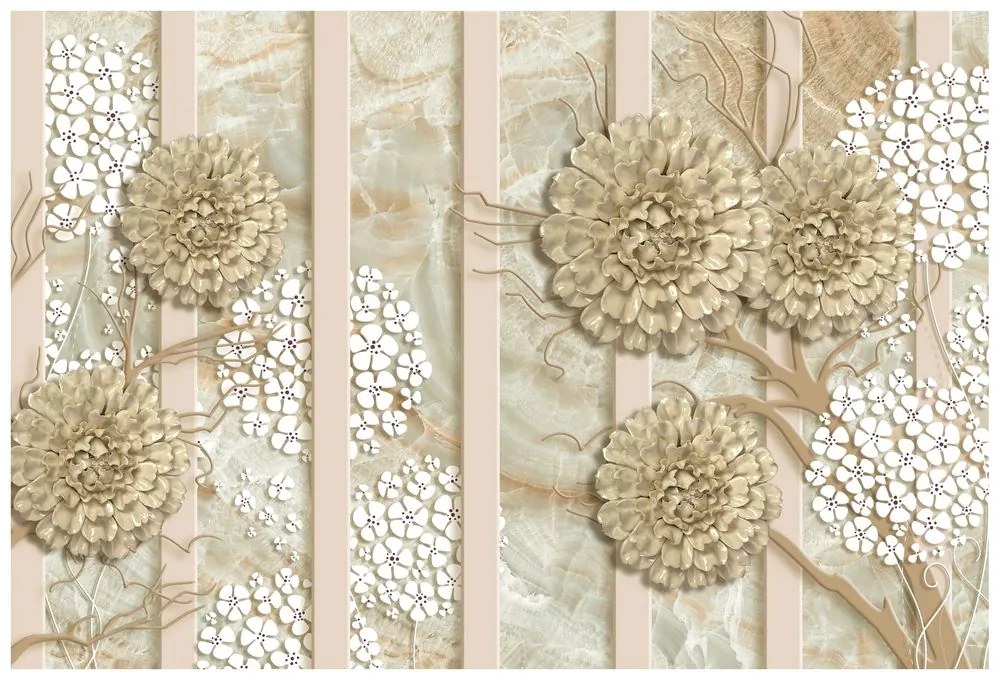 Carta da parati – Fiori astratti su marmo