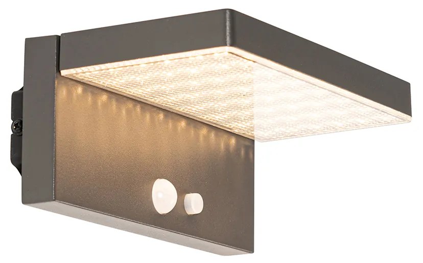 Lampada da parete per esterni grigio scuro con LED e luce dimmerabile a energia solare - Sunnie