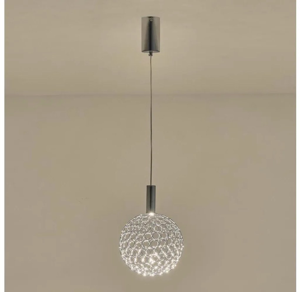 Lampadario LED a sospensione con filo LED/6,3W/230V 3000K cromo lucido diametro 25 cm