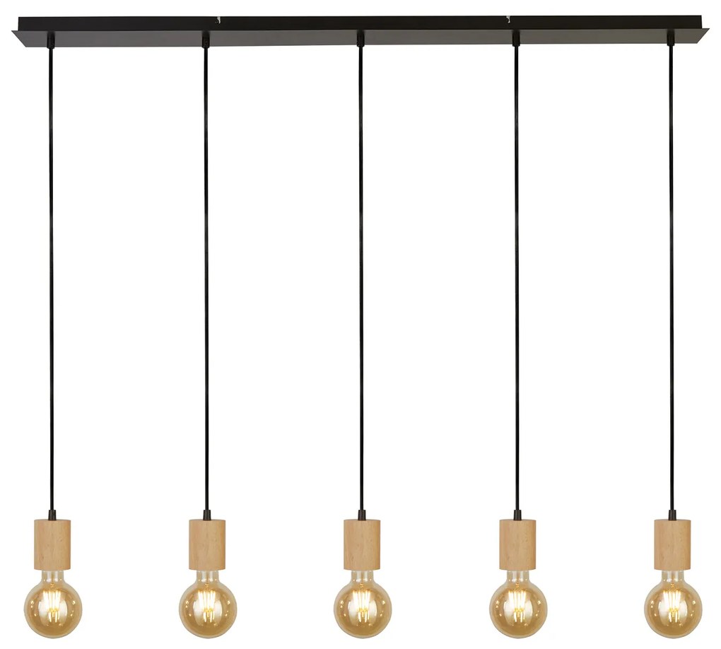 Lampadario Lineare Industrial-Nordico Spinoso Acciaio Nero Marrone 5 Luci E27