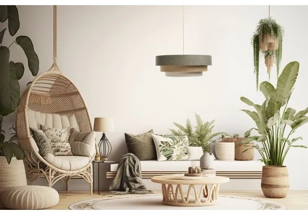 Lampadario a sospensione con filo BOHO TRINITI 1xE27/60W/230V grigio/beige/color crema