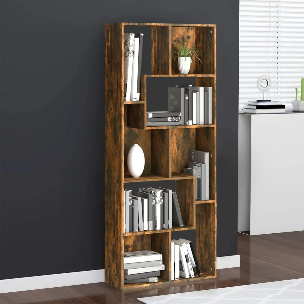 Libreria Rovere Fumo 67x24x161 Cm İn Legno Multistrato /