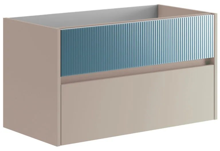 Mobile da bagno sotto lavabo Niwa beige laccato opaco L 89.5 x H 50 x P 45.5 cm 2 cassetti, lavabo non incluso