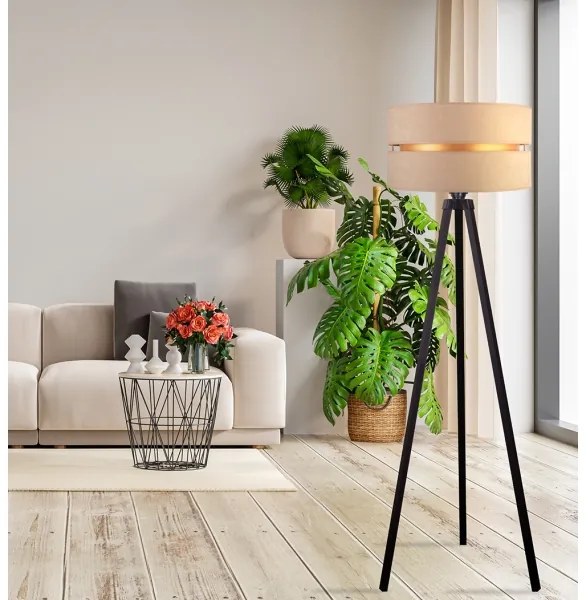 Duolla - Lampada con piedistallo DUO 1xE27/60W/230V diametro 44 cm beige/wenge