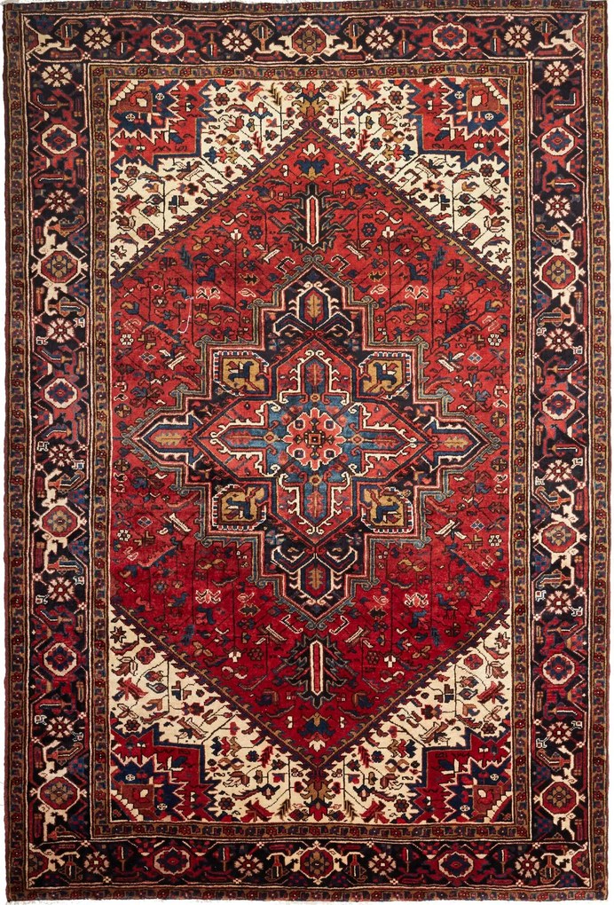 Heriz Tappeto persiano 310 x 210 Rosso (Iran) Annodato A Mano