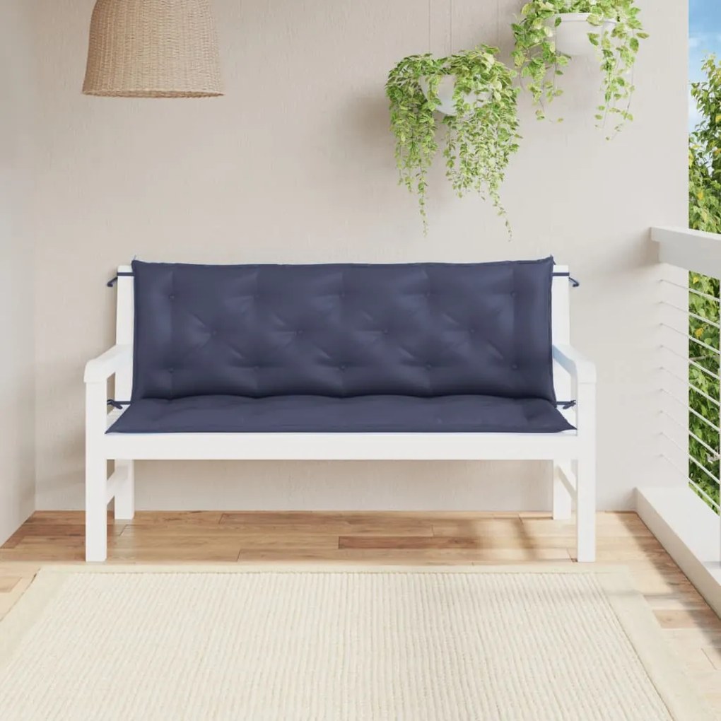 Cuscini Per Panca 2 Pz Blu Marino 150x50x7 Cm İn Tessuto Oxford /