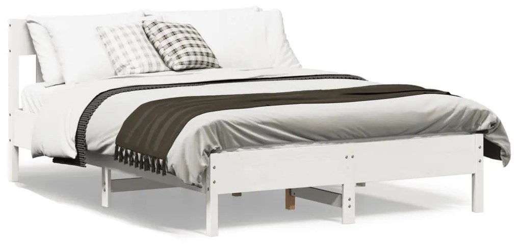 Letto Senza Materasso Bianco 140x190 Cm Legno Massello Di Pino /