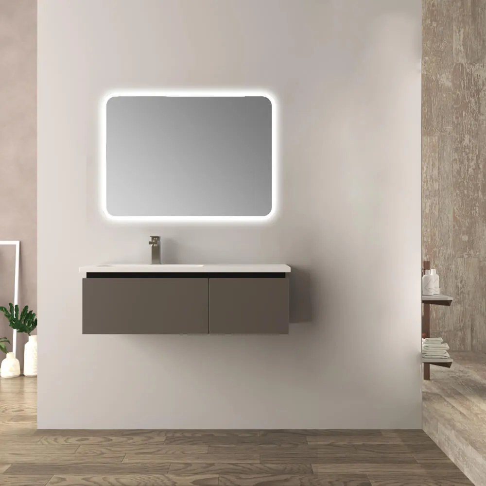 Mobile da bagno grigio talpa 100 cm opaco Mono Slide