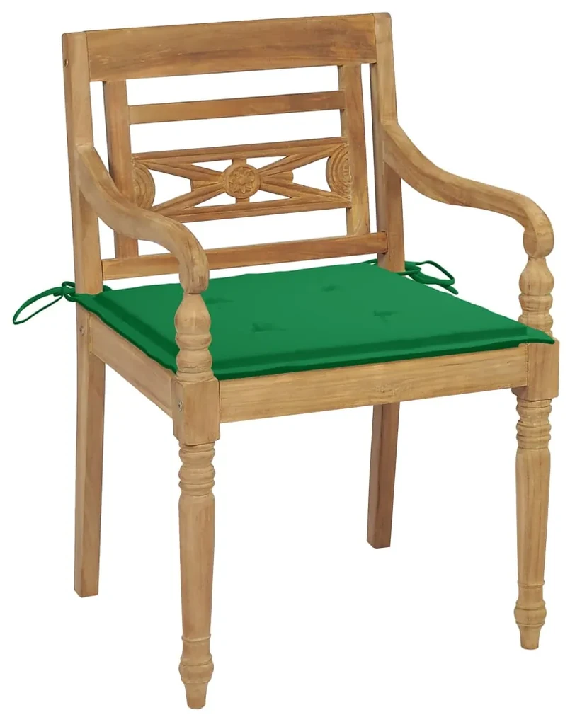 Sedie batavia con cuscini 4 pz in legno massello di teak