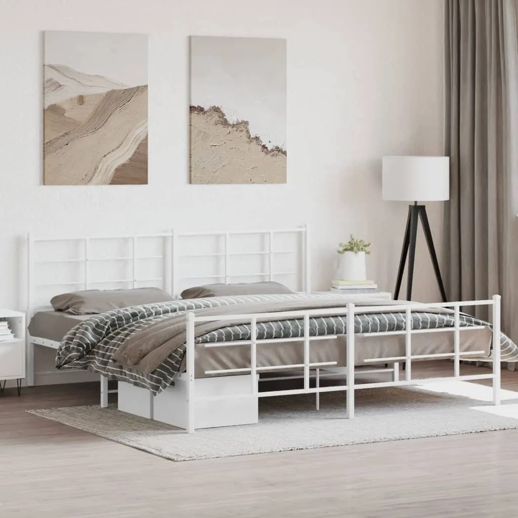 Giroletto Con Testiera E Pediera Metallo Bianco 200x200 Cm /