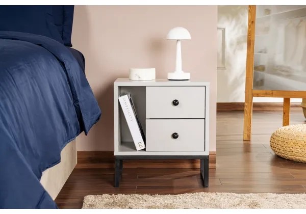 Comodino GLIMMER 50x45,2 cm grigio/nero