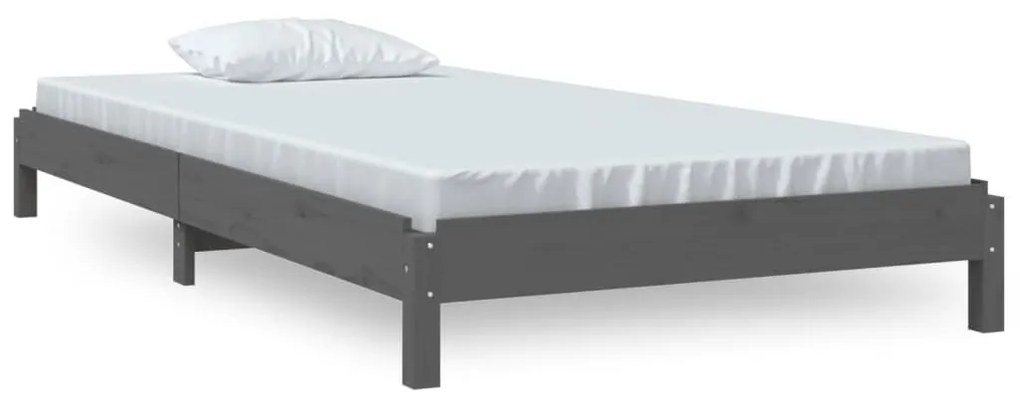 Letto impilabile grigio 75x190 cm in legno massello di pino