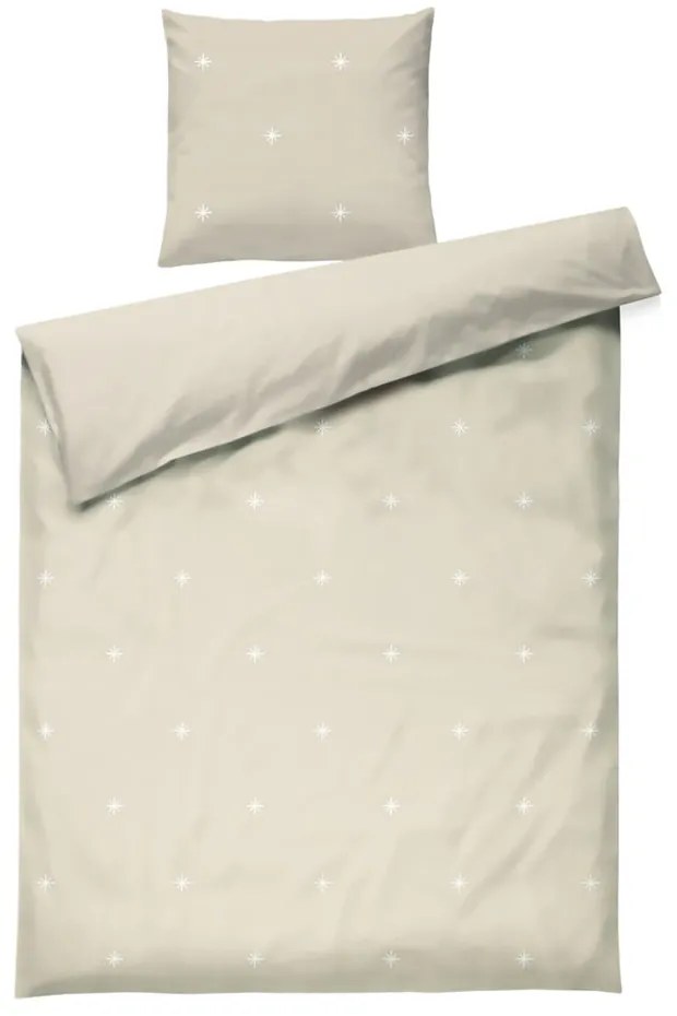 Set copripiumino e federa beige in percalle di cotone per letto singolo 140x200 cm Christmas Fable – JUNA