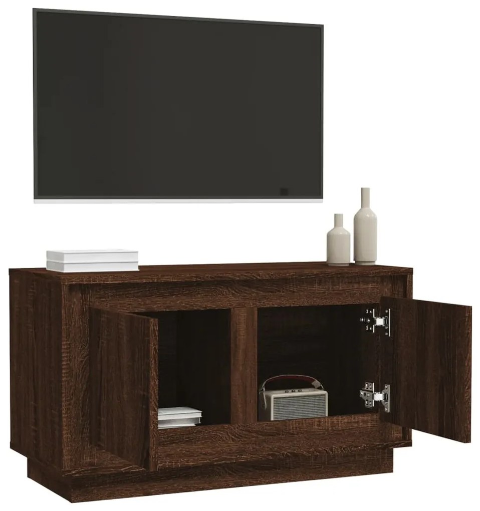 Mobile porta tv rovere marrone 80x35x45 cm in legno multistrato