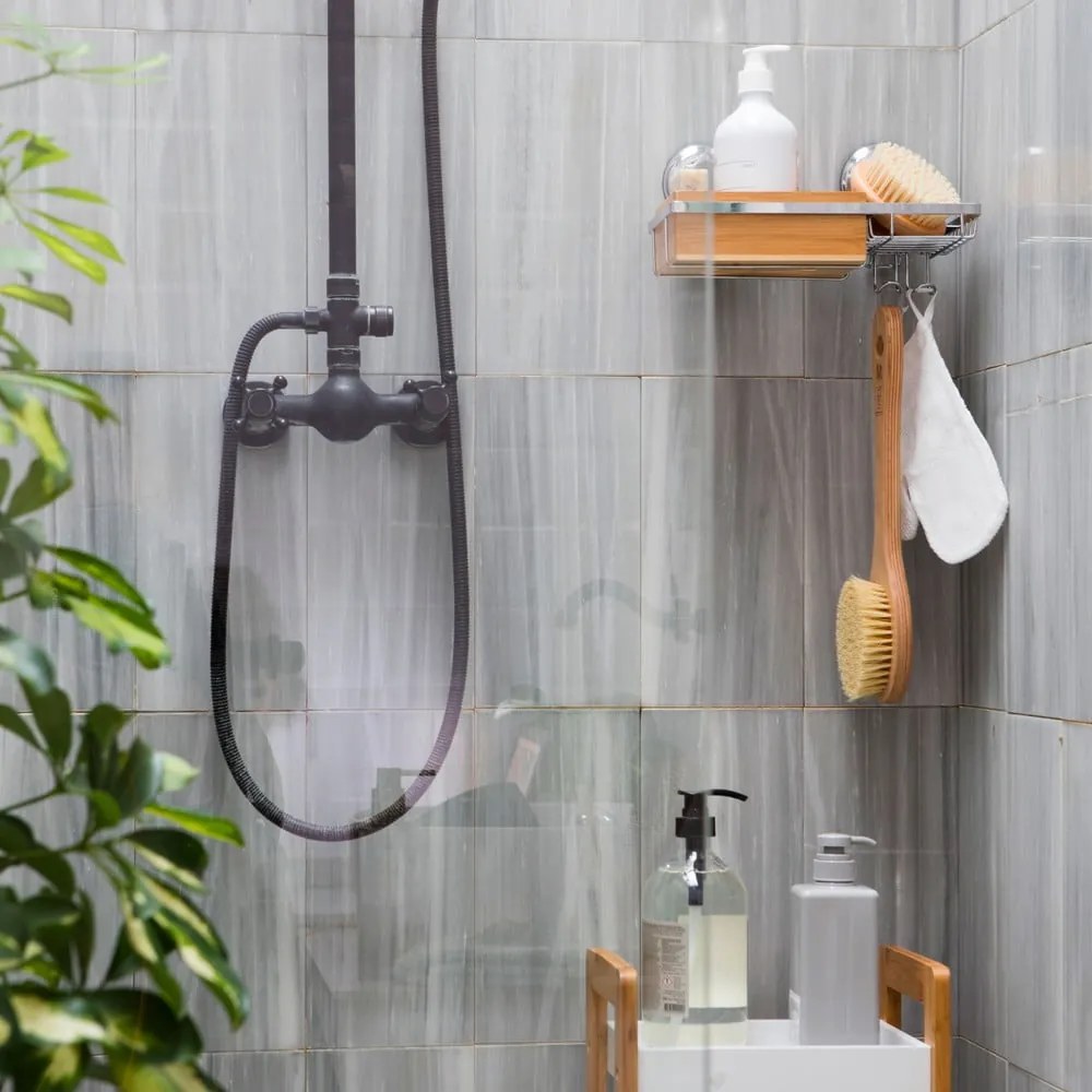 Cestino da parete in bambù con portasapone Spa - Compactor